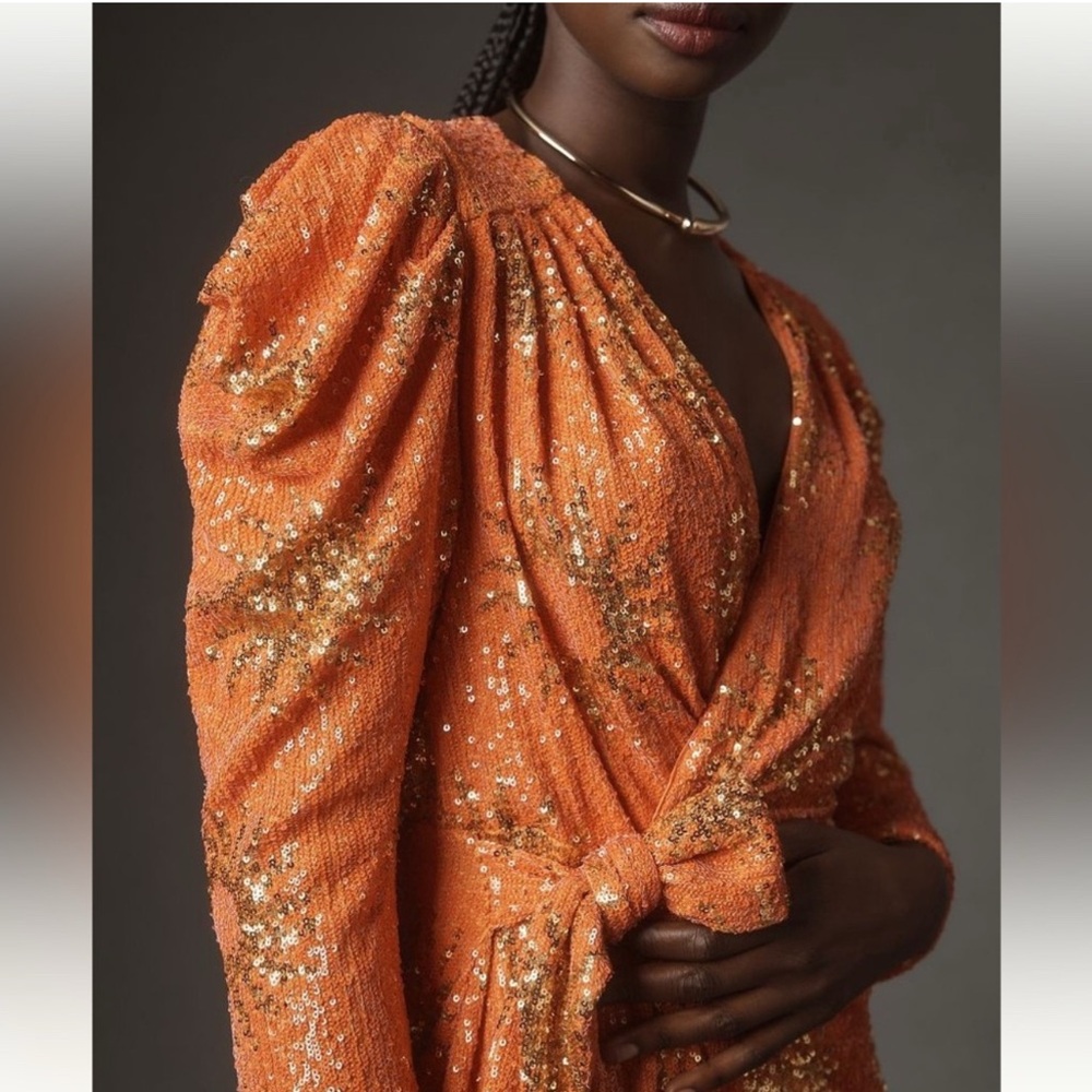 Elegant Orange Sequin Dress